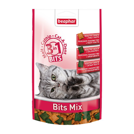 Beaphar Bits Mix Подушечки для кошек и котят (микс трех вкусов) – интернет-магазин Ле’Муррр